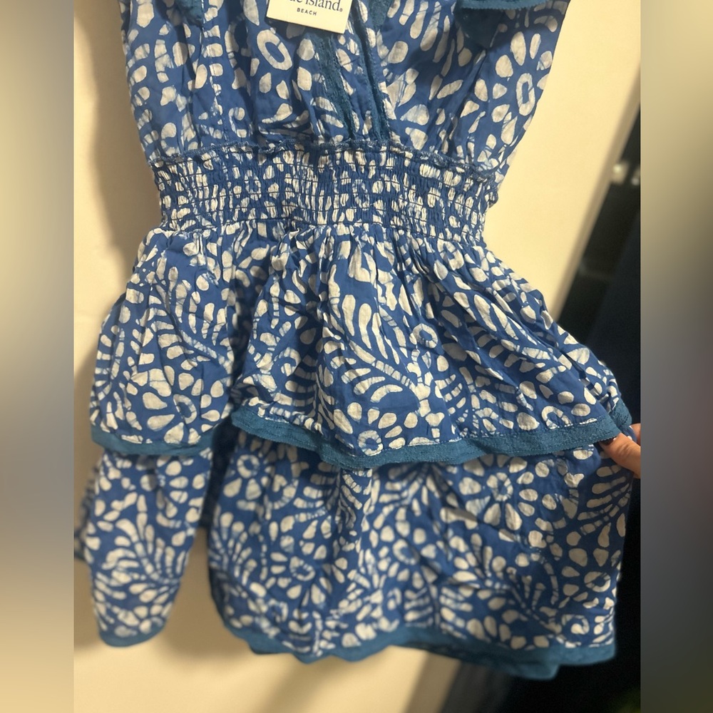 Blue Island NWT Blue & White Floral Midi Dress | Ruffle Sleeve Cotton Dress | S - Picture 7 of 8